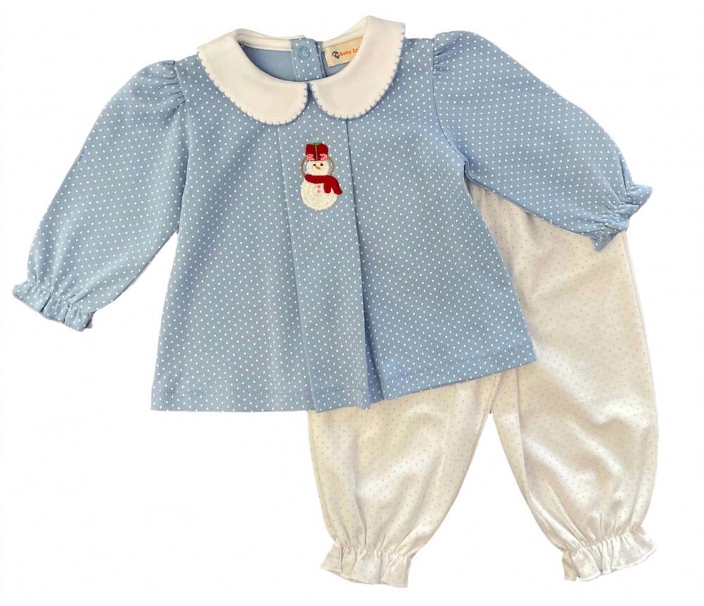 NEW LUIGI KIDS girl's crochet snow bloomer set in white/blue